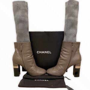 ❤️SOLD❤️CHANEL Leather Sock Boots | 38 EU |